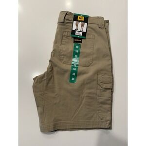CAT Men Cargo Shorts 38 Beige Cotton Blend Flat Front Workwear 1981304